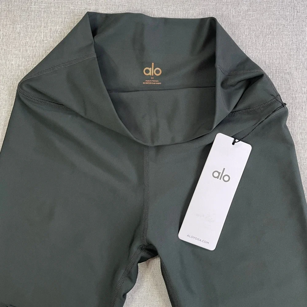 NEW Alo 7/8 High Waist Airlift Legging Womens Medium Charcoal Green Yoga Gym NWT